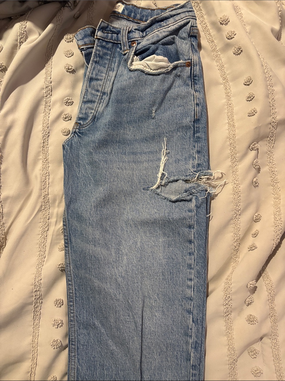 Womenβs Light Blue Distressed Jeans - Casual Slim Fit